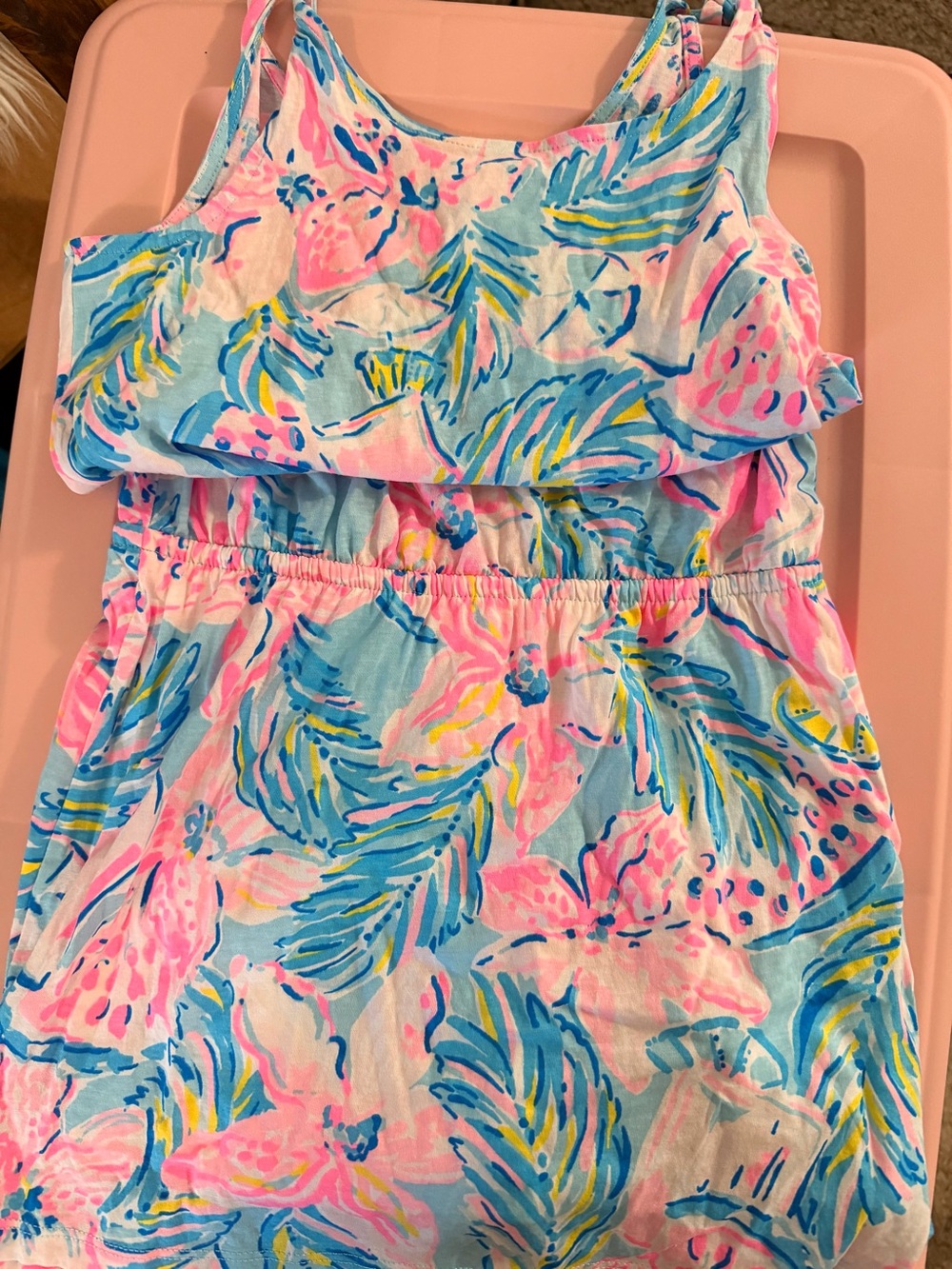 Lilly Pulitzer Pink, Blue & Yellow Tropical Romper